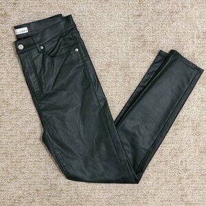 LOFT Emerald Green Coated Skinny Jeans Mid Rise Faux Leather